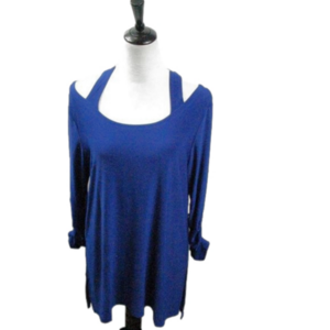 Alisha d Royal Blue Cut Out Neckline Racer Back Tunic Size Medium